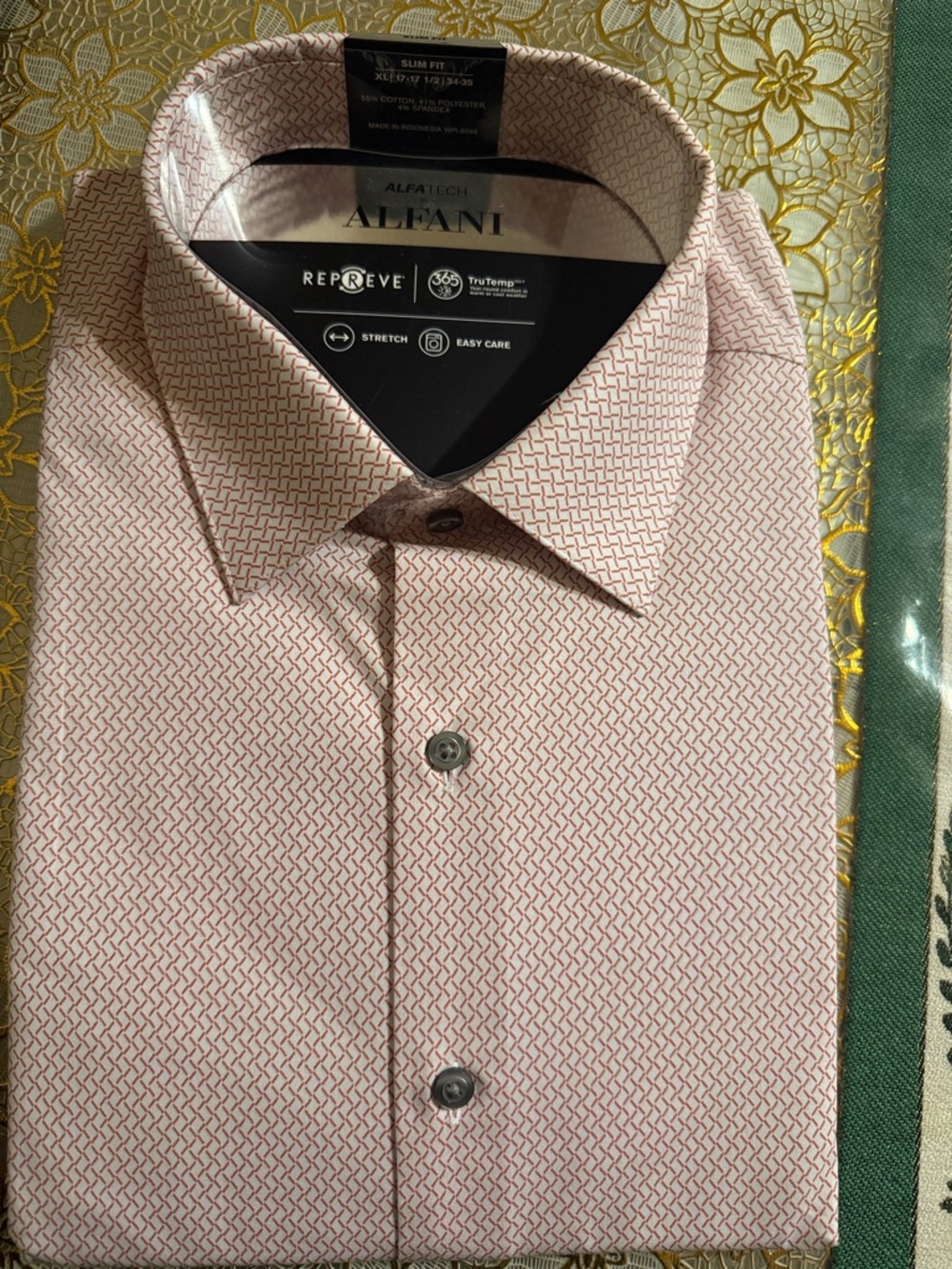 Alfani Men's Light Pink Geometric Dress Shirt